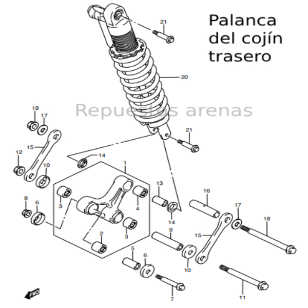 palanca cojin trasero dr650